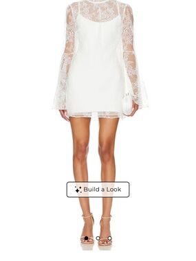 REVOLVE White Lace Long-Sleeve Mini Dress